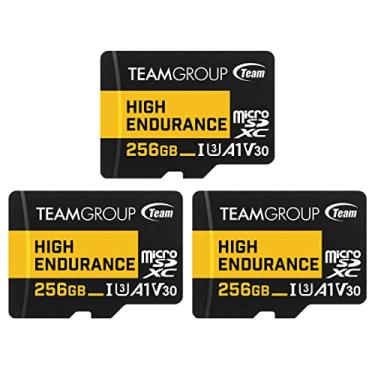 Imagem de TEAMGROUP Pacote Com 3 Micro Sdxc Uhs-I U3 V30 De 256 Gb Alta Resistência, 100 Mb/S, Projetado Para Monitoramento, Estável, Durável, Cartão Memória Flash Longa Duração, Câmera Segurança 4K E Gravaçã