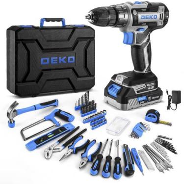 Imagem de Kit de ferramentas: Furadeira elétrica sem fio DEKOPRO 20V com caixa d
