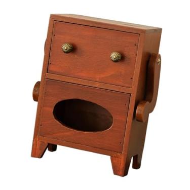 Imagem de ＫＬＫＣＭＳ Mini armário de armazenamento com gaveta, caixa de joias, presente de inauguração, dispensador de lenços de papel, em formato de robô, para, Marrom