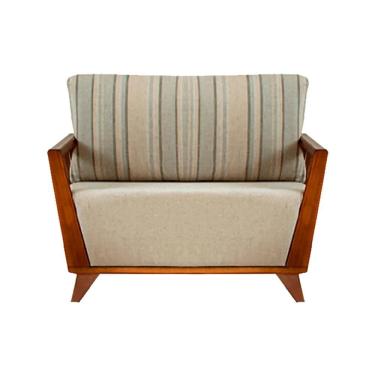 Imagem de Poltrona Odara Ozki Com Braços Madeira Eucalipto Cedro Tecido Bege Corda Redonda Rami