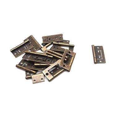 Imagem de FarBoat Dobradiça de ferro em bronze antigo móvel em forma de H com uma dobradiça interna e 4 furos para móveis pesados, pacote com 20