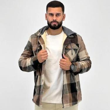 Imagem de Camisa Gangster Overshirt Xadrez Capuz Masculina-Masculino