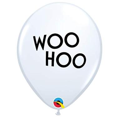 Imagem de Qualatex Balões de látex Woo Hoo Graduation Celebrate 28 cm, branco e preto, 50 CT