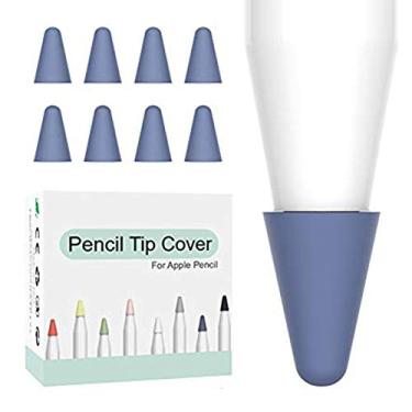 Imagem de OneCut 8 peças de silicone para ponta de lápis/ponta protetora para desenhar sem ruído, compatível com Apple Pencil 1ª e 2ª substituição com protetor de ponta e ponta antiderrapante, Azul