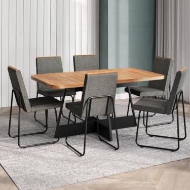 Imagem de Conjunto Sala de Jantar 6 Cadeiras Arezzo Carraro Nogal e Preto