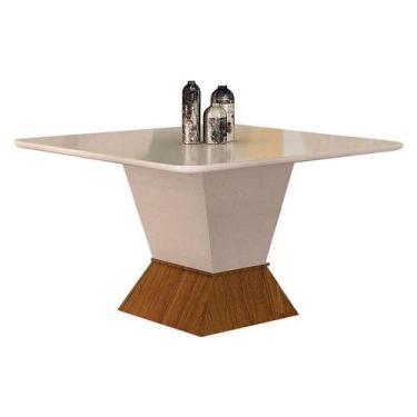 Imagem de Mesa De Jantar Larissa 135x135 Off White Freijó - Leifer Móveis - LEIF