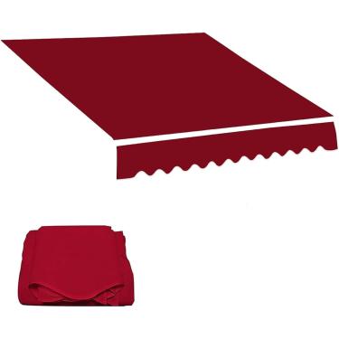Imagem de Toldo De Pátio Retrátil Manual Substituição De Tecido Capa De Toldo De Janela Impermeável Sombra Abrigo De Sol Dossel Lona De Sombra De Sol Para Deck De Quintal, Red, 4x3.5m(13x11.5ft)
