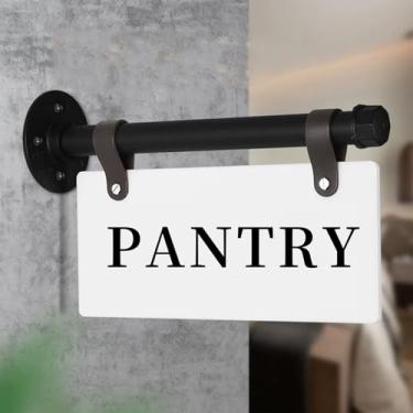 Imagem de Placa de porta de despensa de metal 28 cm x 15 cm 2 lados montada na parede despensa decoração de parede para escritório, cozinha, fazenda, restaurante, cafeteria, loja, hotel, bar, despensa, presente