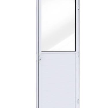 Imagem de Porta de Alumínio de Giro Mista com Lambri e Vidro 215x85cm Lucasa Ide