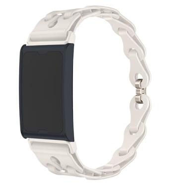 Imagem de Lamshaw Compatível com pulseiras Amazfit Helio, tiras de substituição de silicone elástico de liberação rápida compatíveis com pulseira Amazfit Helio Fitness Tracker (bege)