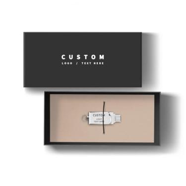 Imagem de Pen drive USB OTG personalizado, pacote com 50 canetas giratórias personalizadas, pen drive micro USB, ideal para negócios, educação, corporações, estúdios de fotografia e música (64 GB, com caixa de