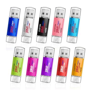 Imagem de Pen drive USB OTG personalizado, pen drive duplo multifuncional personalizado, ideal para varejistas e comércio eletrônico, perfeito para eventos especiais e brindes corporativos (1 GB, 100 peças)