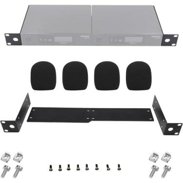 Imagem de RhymKawa Kit de suporte de montagem em rack adequado para sistemas de receptores Sure QLXD4 Wireless Mount on 1U Standard 19'' Rack Distribution, com acessório de espuma interna de microfone (suporte