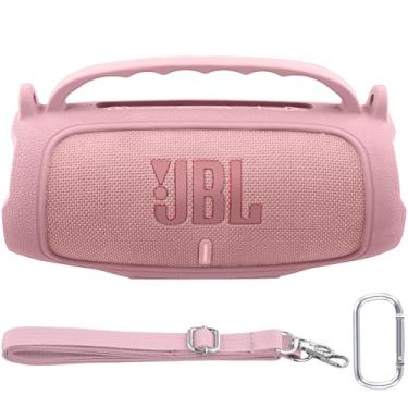 Imagem de Baval Capa de silicone compatível com alto-falante Bluetooth JBL Charge 5 portátil à prova d'água (capa de silicone rosa)