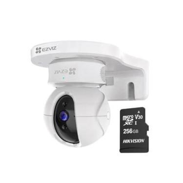 Imagem de Camera de Seguranca Interna C6N 1080p FullHD Wi-Fi Pan-tilt 360 Branca + Cartao de Memoria Micro SD 256 GB Hs-tf-d1 + Suporte De Parede Para Camera
