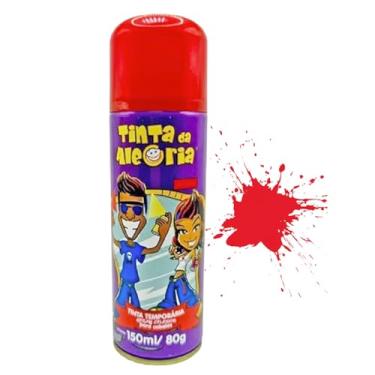 Imagem de Tinta para Cabelos Spray da Alegria 150 ml + Giz Colorido Tintura Temporária 6 Cores Sortidas = 7 Produtos (Vermelho, 150 ML)