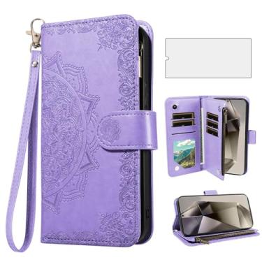 Imagem de Asuwish Capa de celular para Samsung Galaxy S24 Ultra 5G capa carteira celular com protetor de tela de vidro temperado e porta-cartão de crédito flor suporte suporte S24Ultra 24S S 24 24Ultra feminino
