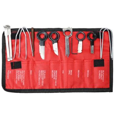 Imagem de Wogomz Kit de ferramentas de remoção de rádio de carro, 20 peças, chave de remoção de CD estéreo de áudio de carro profissional e kit de ferramentas para remoção de chaves e ferramentas de remoção de