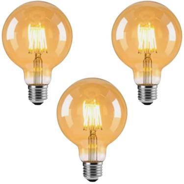 Imagem de Kit 3x Lâmpada Filamento Carbono Retrô Vintage G80 E27 40W 2400K Dimerizável (Tensão 110V)