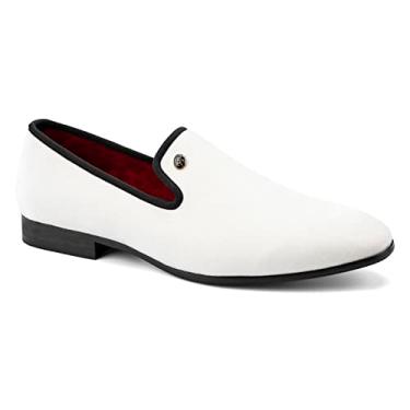 Imagem de Meijiana Mocassins masculinos para vestido de casamento, mocassins sem cadarço para homens, sapatos de terno de smoking, Branco-09, 44