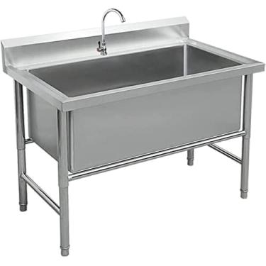 Imagem de Pia De Aço Inoxidável Independente, Pia Comercial Pia Industrial, Pia Utilitária, Pia De Cozinha Comercial De 1 Compartimento, Pia Industrial Pia De Cozinha, 150cm/59in