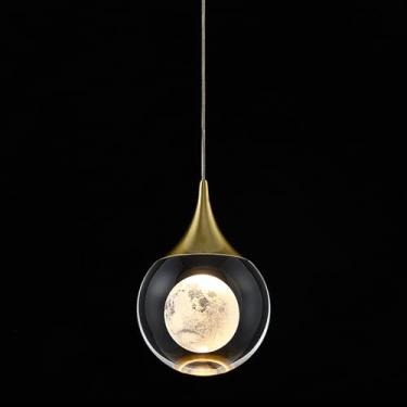 Imagem de JoollySun Luminária pendente de cristal moderna: Mini luminária suspensa dourada para cozinha ilha banheiro