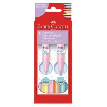 Imagem de Caneta Hidrográfica Vai e Vem 6 Cores Pastel - Faber-Castell