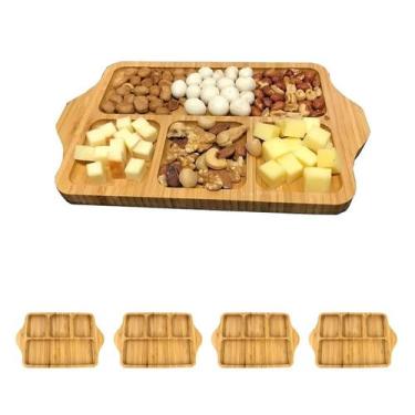 Imagem de 4un Petisqueira Gamela retangular bambu 27 x 17cm 4 divisões - clink