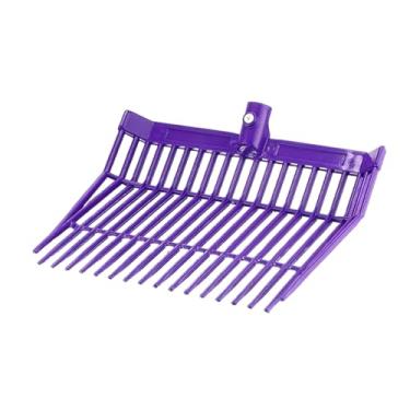 Imagem de IEUDNS Cabeça de garfo para esterco Cabeça de garfo leve 18 dentes angulares Ancinho para esterco de cavalo para limpeza de feno de grama de estábulos, Roxo