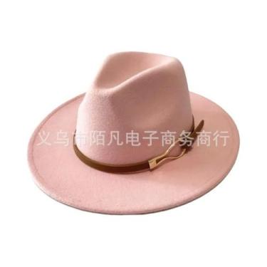 Imagem de Chapéu De Feltro De Lã Feminino Para Outono/inverno, Com Fivela De Cin