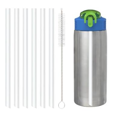 Imagem de Bubrike Canudos de substituição compatíveis com garrafa de água Zak Designs 540 ml com tampa de bico de bloqueio - 6 canudos e 1 escova de canudo