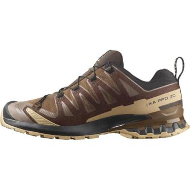 Imagem de Salomon Tênis de corrida feminino XA PRO 3D Gore-Tex impermeável para trilha, Dark Earth/Desert Tan/Preto, 42