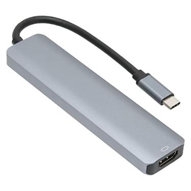 Imagem de Zhjvihx Adaptador USB C 6 Em 1, Estojo de Liga de Alumínio USB 2.0 1. C Hub 4K 30Hz Para Escritório Em Casa