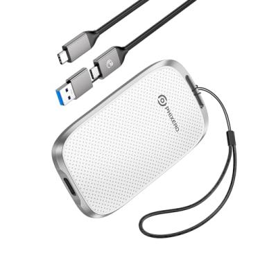 Imagem de PHIXERO SSD portátil de 2 TB, interface tipo C, até 450 Gbps, SSD mSTAT integrado para transferência de dados ultrarrápida, branco