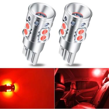 Imagem de GJTIANXK Lâmpada LED 194 168 2825 W5W T10 Canbus livre de erros, lâmpadas de substituição sem polaridade para mapa de cúpula Luzes de carga de porta-malas, vermelho brilhante (pacote com 2)