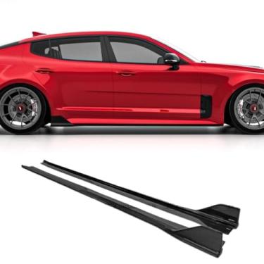 Imagem de Verdadeira fibra de carbono para carro, para-choques dianteiro, traseiro, saia lateral com modificação labial compatível com Stinger SW Style Bumper Protector Corner Trim (Lábio da saia lateral)