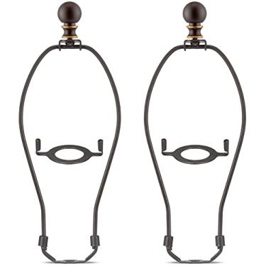Imagem de Suporte destacável para lâmpada de 25 cm para lâmpadas de mesa e chão, 2 conjuntos de suporte para sombra de lâmpada resistente com sela padrão 3/8, base de luz E26 UNO adaptador e lâmpada finial, bronze