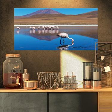 Imagem de Designart PT12516-32-16 Belos flamingos na BolíviaImpressão de arte de paisagem africana, 32x16