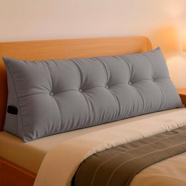 Imagem de Almofada de Cabeceira Encosto Apoio para Lombar com Bolso Lateral 140x50x20 - BF Colchões