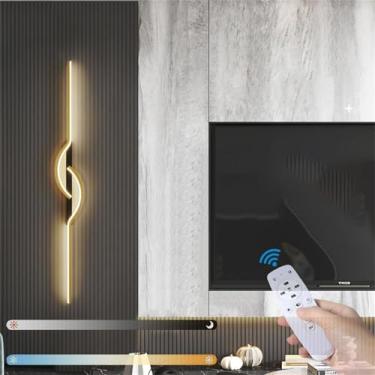 Imagem de Luminária de parede moderna regulável com controle remoto LED para ambientes internos, luminária de parede decorativa para quarto, corredor minimalista, abajur de acrílico, arandela longa de