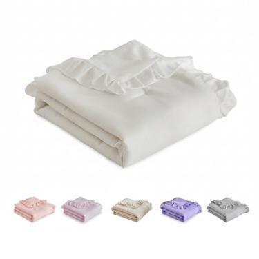 Imagem de Cobertor infantil com babados, edredom com babados para bebês, meninas, macio, aconchegante, fofo, acolchoado, respirável, microfibra, confortável, alternativo, tamanho pequeno, colcha com babados