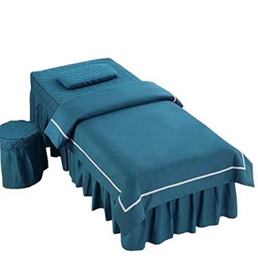 Imagem de Colcha para salão de beleza, 4 peças, leve, espessa, massagem, terapia, lençol de cama, capa de cama de massagem (cor: azul tamanho: 60180 cm) (azul 70 x 190 cm)