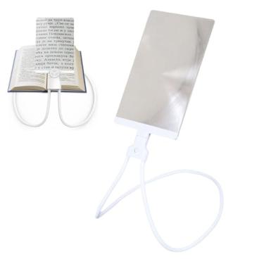 Imagem de Lupa de Pescoço Leitura Aumento 5x Haste Flexivel Maos Livres Apoio Mesa Trabalho Idoso Baixa Visao Vista Cansada Visualizaçao Ampla