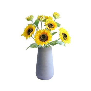 Imagem de Conjunto de flores artificiais em vaso, flor artificial com vaso, vaso de flores artificiais de girassol de seda, para decoração de casa, arranjo de flores artificiais