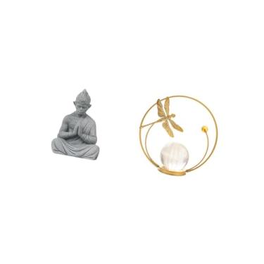 Imagem de Fenteer Escultura em Miniatura de Metal de Buda com Esfera de Cristal Wukong Do Sol Da Iluminação para Decoração de Santuário Doméstico Tranquilo