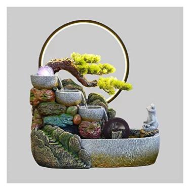 Imagem de Fonte de mesa para relaxamento interno fonte de mesa cachoeira, recurso de cascata interior zen com bomba e névoa de água, cachoeira iluminada para decoração de casa, escritório, quarto, mesa, mesa ()