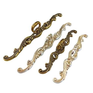 Imagem de CXYFQUUK Puxadores prateados para móveis ferragens armários de cozinha pequena gaveta guarda-roupa armário cômoda puxadores 2 peças (bronze verde 175 mm)