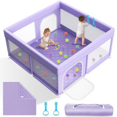 Imagem de Cercadinho para bebês Playard Abdtech 163x163cm com tapete roxo
