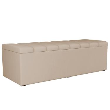 Imagem de Calçadeira Recamier Baú Para Cama De Casal Queen Dália 160x50 Cm W01 Suede Bege - Lyam Decor