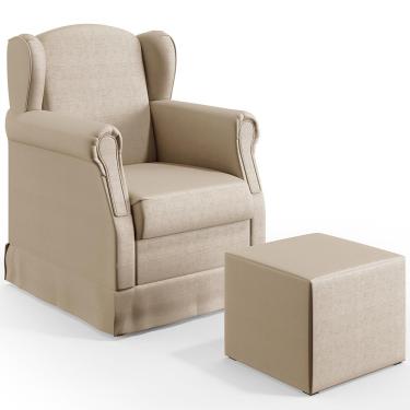 Imagem de Poltrona De Amamentação Com Balanço E Puff Elisa P02 Facto Pérola Metalizado - Lyam Decor